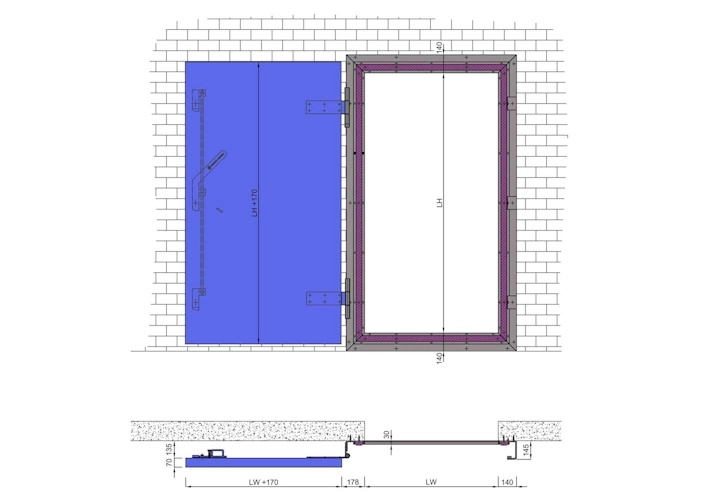 Plan porte HHS étanche à l'eau.